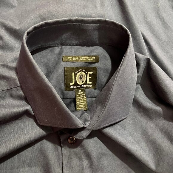 ⭐4 FOR $20⭐ Joseph Abboud Men's Navy Blue Slim Fit Dress Shirt - Size 18 34/35 - Picture 4 of 4